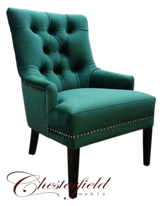 Fotel Ola - Głęboko pikowany fotel glamour