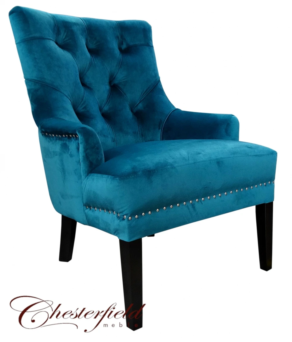 Fotel Ola - Głęboko pikowany fotel glamour