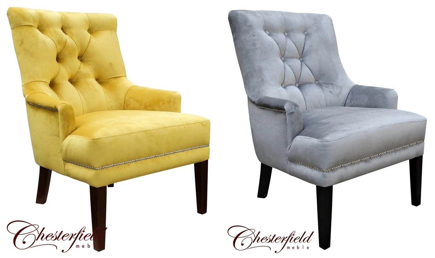 Fotel Ola - Głęboko pikowany fotel glamour